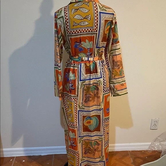 Zara Orange and Green Patterned Dress - Picture 3 of 4